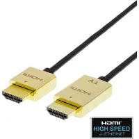 Deltaco Kabelis Ultra-thin HDMI, 4K UHD,, juodas/auksinis / HDMI-1043-K / 00100012 (3 m), Câble vidéo, Noir