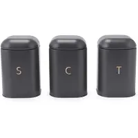 Salter BW13729EU7 Pebble 3-Piece Canister Set Charcoal, Boîte de conservation, Gris, Bronze