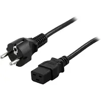 Deltaco DEL-111T câble d'alimentation Noir CEE7/7 IEC C19 (5 m), Câble d'alimentation, Noir