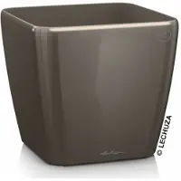 Lechuza Pot Quadro Premium Ls 28 - Kit Complet, Taupe Brillant 28 Cm