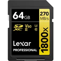 Lexar Professional SDXC 1800x GOLD 64 Go 180 Mo/s