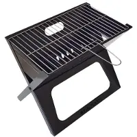 Blaupunkt GC201 - Gril portable avec pieds et poignée pliables, surface du gril de 42,5 x 26,5 cm, cadre en acier avec revêtement par poudre de