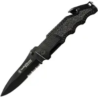 Smith & Wesson Border Guard Swbg1s Serrated Folder Pocket Knife Argenté