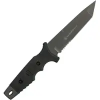 Smith & Wesson Sw7s Fixed Blade Serrated Tanto Knife Argenté