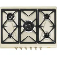 Smeg Table de cuisson à gaz encastrable 5 feux SRV876POGH Crème