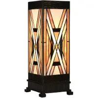 Clayre & Eef LumiLamp 5LL-6359 Lampe de table Tiffany marron beige 17x17x44 cm E27 40W
