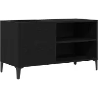 vidaXL Meuble à disques noir imitation chêne 84,5 x 38 x 48 cm
