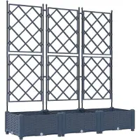 vidaXL Bac à fleurs avec Treillis 3 pcs Gris 120 x 40 x 125.5 cm PP