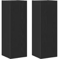 vidaXL Meuble TV mural , 2 pièces, noir aspect chêne, 30,5 x 28,5 x 90 cm