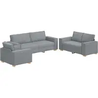 vidaXL Canapé 3 pièces Gris clair 220 x 80 x 84 cm Tissu mélangé lin