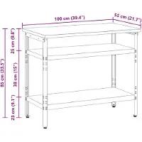 vidaXL Table de travail Grise 100 x 55 x 85 cm Acier thermolaqué