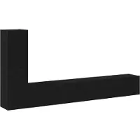 vidaXL Ensemble de meubles TV Fixé au mur Noir imitation chêne Matériau dérivé du bois