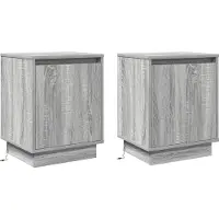 vidaXL Cabinet de chevet avec 2 pcs Gris 39 x 34.5 x 50 cm