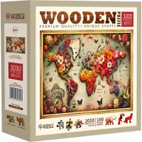 Wooden.City Puzzle en bois 1000 piθces pour adultes Carte colorιe Taille 21,25 x 15,5 pouces Fabriquι en UE