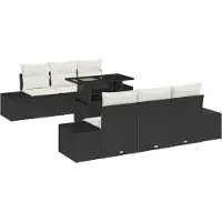 vidaXL Ensemble de canapé de jardin avec coussins 7 pcs noir et crème