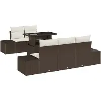 vidaXL Ensemble de salon , 6 pièces, marron et crème, en résine tressée