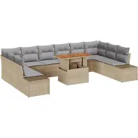 vidaXL Ensemble de salon de jardin , 11 pièces, beige et gris