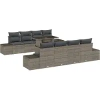 vidaXL Ensemble de canapés de jardin , 9 pièces, gris