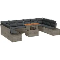vidaXL Ensemble de salon de jardin , 11 pièces, gris et marron