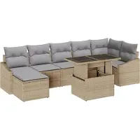 vidaXL Ensemble de canapé de jardin avec coussins 8 pcs Beige et gris clair