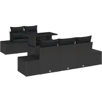 vidaXL Ensemble de canapé de jardin avec coussin avec mémoire 6 pcs noir