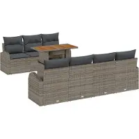 vidaXL Ensemble de canapé de jardin avec coussins 8 pcs Gris