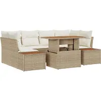 vidaXL Ensemble de canapés de jardin , 9 pièces, beige et crème