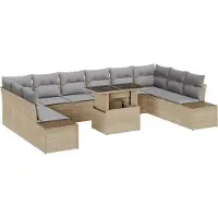 vidaXL Ensemble de canapés de jardin , 11 pièces, en polyrotin beige et gris clair