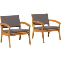 vidaXL Chaise de jardin avec coussins (lot de 2) en bois massif d'acacia huilé naturel