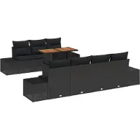 vidaXL Ensemble de canapés de jardin , 8 pièces, noir et marron
