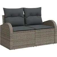 vidaXL Canapé de jardin avec coussins Gris 124 x 62 x 69cm Poly-Rotin