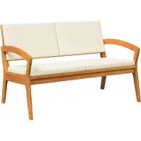 vidaXL Banc de jardin avec coussins, couleur huile naturelle, en bois massif d'acacia