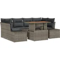 vidaXL Salon de jardin avec coussins 7 pcs Gris et brun
