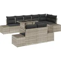 vidaXL Ensemble de canapés de jardin , 9 pièces, gris clair, en résine tressée