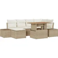 vidaXL Ensemble de canapés de jardin , 7 pièces, beige et crème