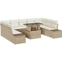 vidaXL Ensemble de canapés de jardin , 10 pièces, beige et crème, en polyrotin
