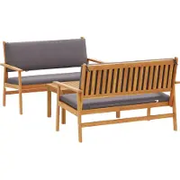 vidaXL Ensemble de canapés de jardin , 3 pièces, marron, 120 x 65,5 x 79 cm, bois massif d'acacia