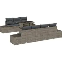vidaXL Ensemble de canapés de jardin avec coussins, 8 pièces, gris