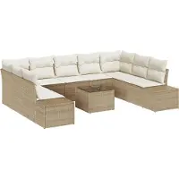 vidaXL Ensemble de canapés de jardin , 10 pièces, beige, en polyrotin