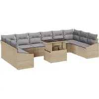 vidaXL Ensemble de salon de jardin , 11 pièces, beige et gris clair