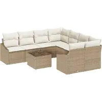 vidaXL Ensemble de salon , 9 pièces, en résine tressée beige et crème