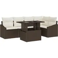 vidaXL Ensemble de canapé de jardin avec coussin avec mémoire 6 pcs brun et crème