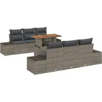 vidaXL Salon de jardin avec coussins 7 pcs Gris et brun