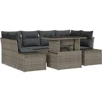vidaXL Ensemble de salon de jardin , 7 pièces, gris