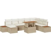 vidaXL Salon de jardin avec coussins 9 pcs Beige et Crème