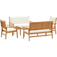 vidaXL Ensemble de canapés de jardin , 5 pièces, bois massif d'acacia, marron