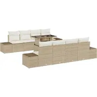 vidaXL Ensemble de canapé de jardin avec coussins 9 pcs Beige et crème Poly-Rotin