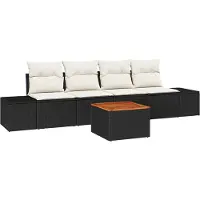 vidaXL Ensemble de canapé de jardin avec coussins 5 pcs noir poly rotin