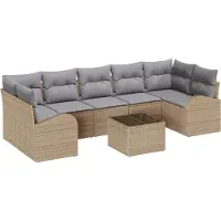 vidaXL Ensemble de canapés de jardin , 8 pièces, beige, en polyrotin