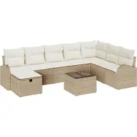 vidaXL Ensemble de salon , 9 pièces, beige et crème, en polyrotin
